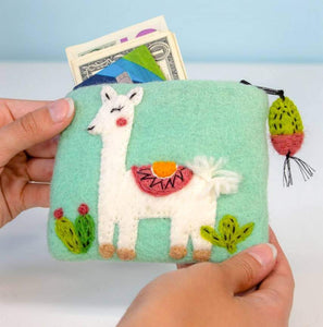 Happy Llama Felted Coin Purse!