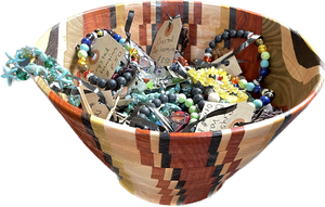 Crystal Bracelets & Multi-Wood Bowl