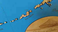 The Aleutian Chain in Alaska - Coastal Map - laser cut wood map