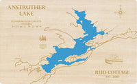 Anstruther Lake, Ontario, Canada- Laser Cut Wood Map