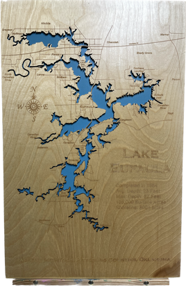 Lake Eufaula, OK (DIY Frame) - Laser Engraved Wood Map Overflow Sale Special
