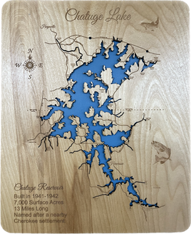 Chatuge Lake, NC & GA - Laser Engraved Wood Map Overflow Sale Special