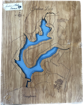 Indian Lake, Pennsylvania - Laser Engraved Wood Map Overflow Sale Special