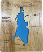 Nagawicka Lake, Wisconsin - Laser Engraved Wood Map Overflow Sale Special