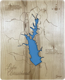 Lake Arrowhead, Georgia - Laser Cut Wood Map Overflow Sale Special