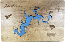 Lake Monroe, Indiana - Laser Engraved Wood Map Overflow Sale Special