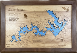 Lake James, North Carolina - Laser Engraved Wood Map Overflow Sale Special