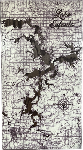 Lake Eufaula, Oklahoma - Laser Engraved Wood Map Overflow Sale Special