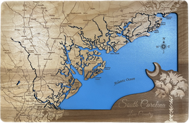 South Carolina Low Country - Laser Engraved Wood Map Overflow Sale Special