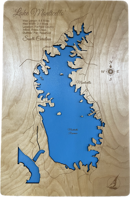 Lake Monticello, South Carolina - Laser Engraved Wood Map Overflow Sale Special
