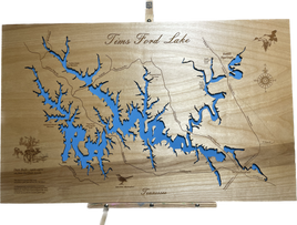 Tims Ford Lake, Tennessee (DIY Frame) - Laser Engraved Wood Map Overflow Sale Special