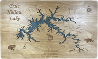 Dale Hollow Lake, Kentucky & Tennessee - Laser Engraved Wood Map Overflow Sale Special