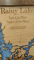 Rainy Lake, Minnesota - laser cut wood map