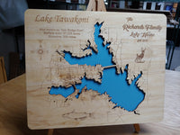 Lake Tawakoni, Texas - laser cut wood map