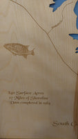 Lake Robinson, South Carolina - Laser Cut Wood Map