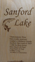 Sanford Lake, Michigan - laser cut wood map