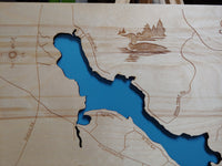 Pitcher Pond, Maine - laser cut wood map