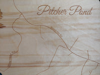 Pitcher Pond, Maine - laser cut wood map