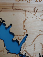 Lake Tobesofkee, Georgia - laser cut wood map