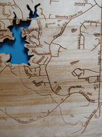 Lake Tobesofkee, Georgia - laser cut wood map