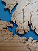 Lake Tobesofkee, Georgia - laser cut wood map