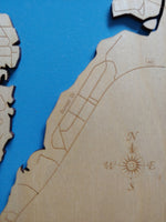 Rushford Lake, New York - laser cut wood map