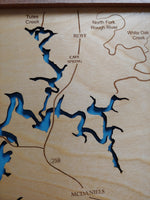 Rough River Lake, Kentucky - laser cut wood map