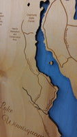 Lake Winnisquam, New Hampshire - laser cut wood map