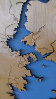 Lake Buchanan, Texas - Laser Cut Wood Map