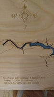 Lake Rabun, Georgia - Laser Cut Wood Map