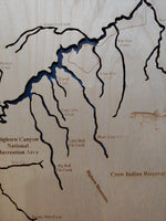 Bighorn Lake, Montana and Wyoming - Laser Cut Wood Map