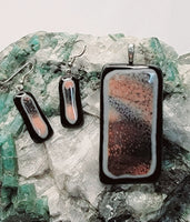 Black and Tan Dichroic Glass Jewelry Set