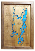 31 Mile Lake, Canada - Laser Cut Wood Map