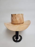 Birdseye Maple Cowboy Hat - Rare Wood Turned Men's Headwear #400