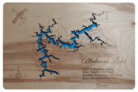 Allatoona Lake, Georgia - Laser Cut Wood Map