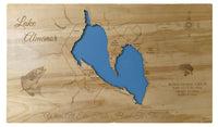 Lake Almanor, California - Laser Cut Wood Map