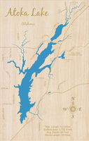 Atoka Lake, Oklahoma - Laser Cut Wood Map