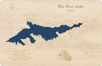 Big Bear Lake, California - Laser Cut Wood Map