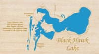 Black Hawk Lake, IA - Laser Cut Wood Map