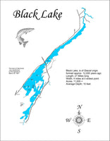 Black Lake, NY - Laser Cut Wood Map
