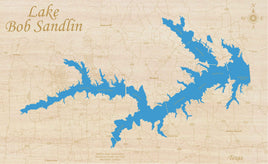 Lake Bob Sandlin, TX - Laser Cut Wood Map