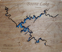 Boone Lake, Tennessee - Laser Cut Wood Map