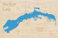 Buckeye Lake, Ohio - Laser Cut Wood Map