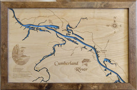 Cumberland River, KY/TN - Ashland - Laser Cut Wood Map