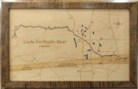 Cache La Poudre River, Colorado - Laser Cut Wood Map