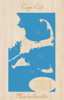 Cape Cod, Massachusetts - laser cut wood map