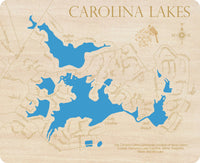 Carolina Lakes, North Carolina - Laser Cut Wood Map
