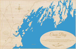 Casco Bay, Maine - Coastal Map - laser cut wood map
