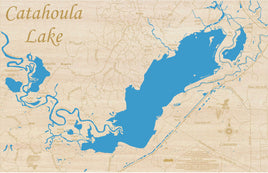 Catahoula Lake, LA - Laser Cut Wood Map