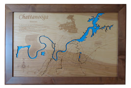 Chattanooga, Tennessee - Laser Cut Wood Map